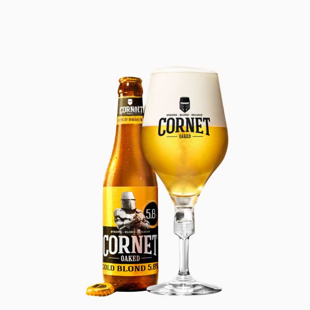 Cornet Gold Blond 5.8% 33cl - garrafa+Copo cerveja belga Cornet Gold Blond 5.8% 33cl