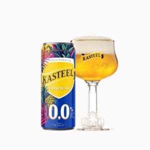 cerveja belga sem álcool Kasteel Tropical 0.0% lata 33cl + Copo