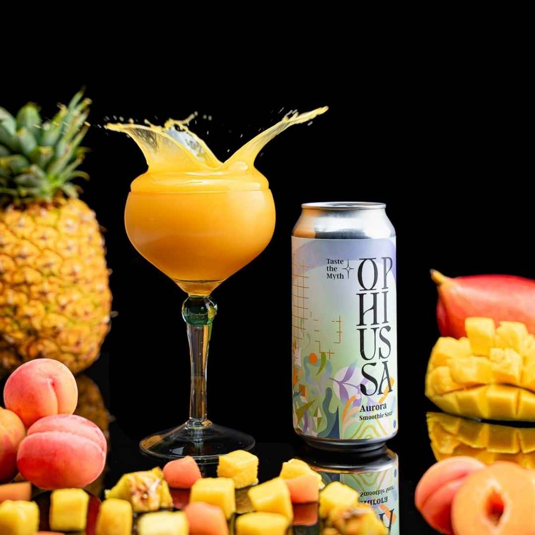 Contexto-Ophiussa_Aurora-Smoothie-Sour Ophiussa Aurora + Copo fruta descascada, ananas, damasco e manga